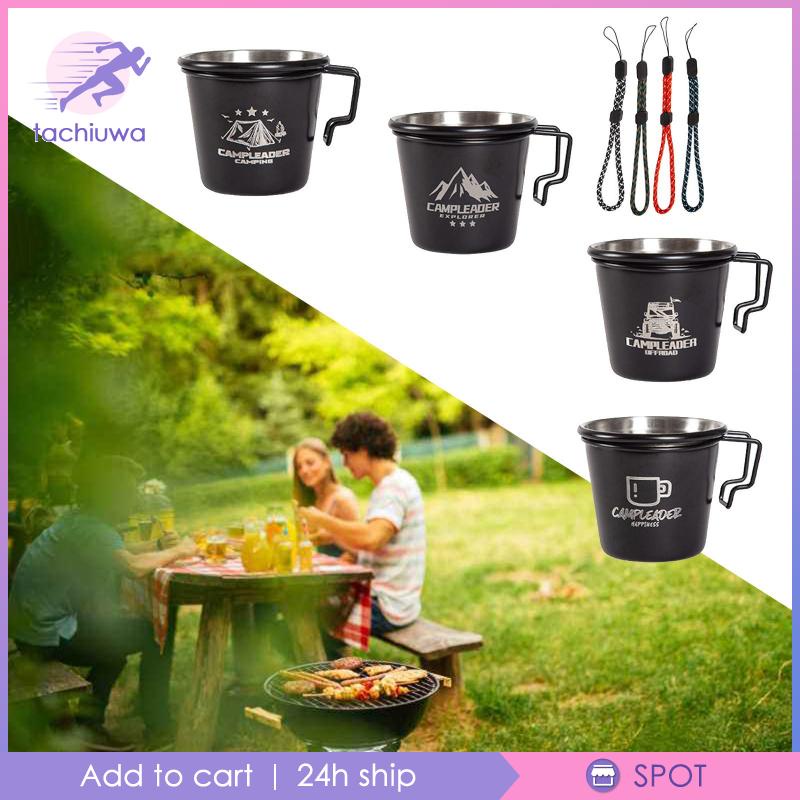 4 Pieces Coffee Cups Handle Drinking Mugs for Camping Travel Fishing Hiking #8