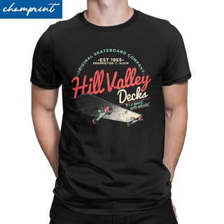 เสื้อยืดโอเวอร์ไซส์เสื้อยืด คอกลม พิมพ์ลายอนิเมะ Hill Valley Skateboard Back To The Future Bttf สไตล์ฮิปสเตอร์ สําหรับผู