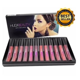 HUDA 12 แท่ง 12 สี ลิปกลอสเนื้อแมท