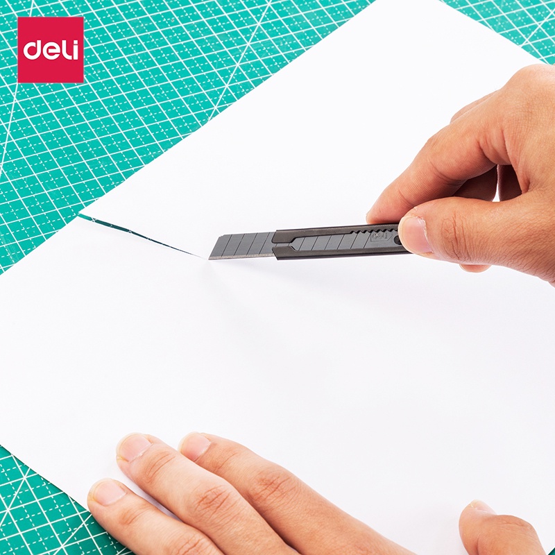Deli มีดคัตเตอร์ คัตเตอร์ ที่ตัดกระดาษ มีดกรีดกระดาษ อเนกประสงค์ 9 มม Cutter - ภาพย่อย 3