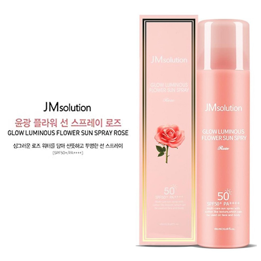 JM solution Glow Luminous Flower Sun Spray Rose SPF50+ PA++++ สเปรย์กันแดดพร้อมการบำรุงผิวหน้าสูตรสา