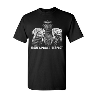 เสื้อยืดลําลอง ผ้าฝ้าย 100% แขนสั้น คอกลม พิมพ์ลาย Scarface Money Power Respect Scar Face สีดํา พลัสไซซ์ XS-XXXL สําหรับผู้ชาย ของขวัญวันเกิด