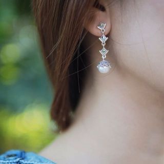 Pearly Earring​ ต่างหูมุกวินเทจ​ น้ำจืดแท้​ ตัวเรือนเงิน 925