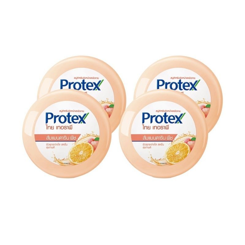 Protex โพรเทคส์ สบู่ก้อน สมุนไพร ไทยเทอราพี ส้ม แมนดาริน พีช 145 กรัม แพ็ค 4 ก้อน