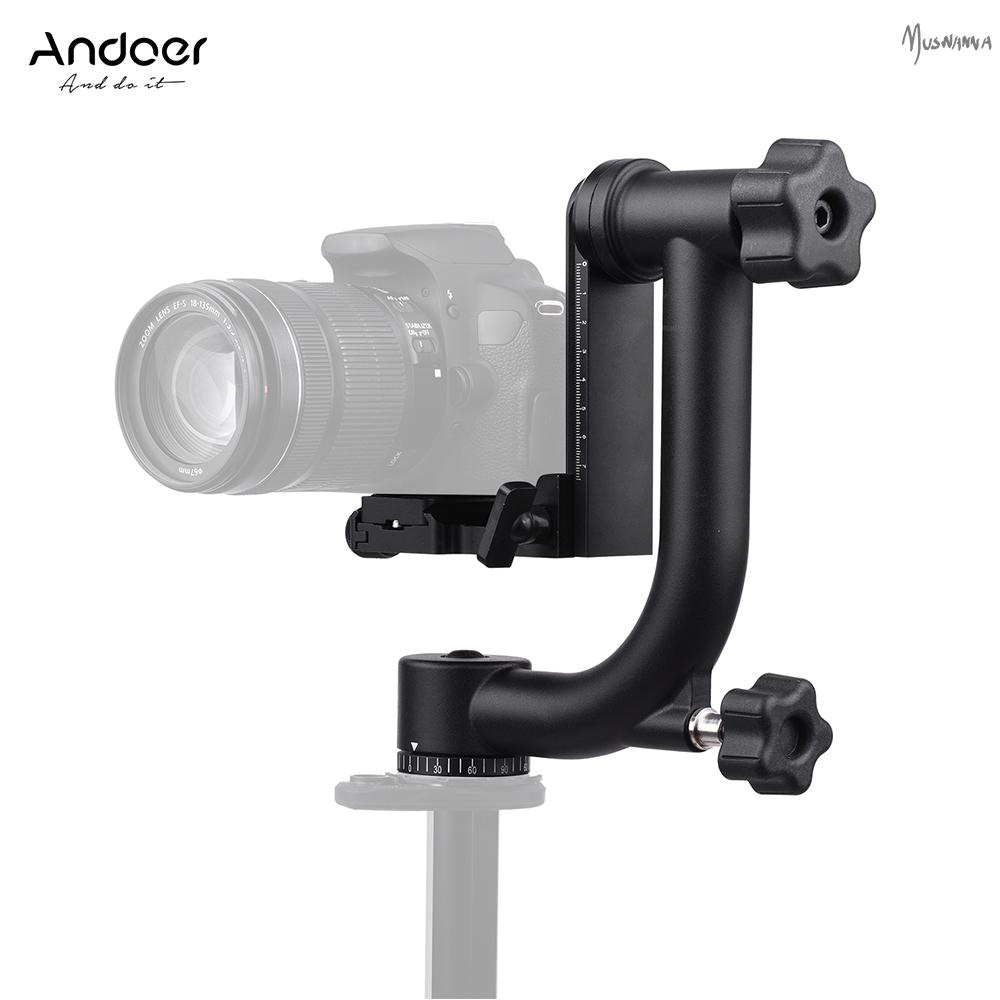Andoer Heavy Duty Metal Panoramic Gimbal Tripod Head with Arca-Swiss Standard Quick Release Plate Aluminum Alloy, Support 30Lbs/13.6kg for DSLR Camera Camcorder Bird Watching
