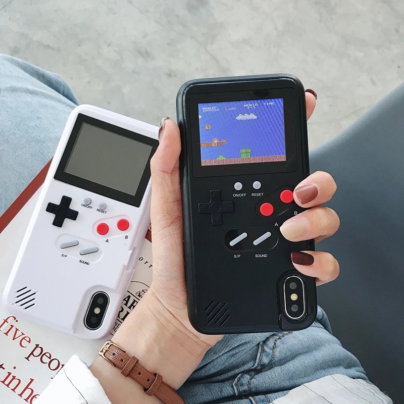 สำหรับเคส iPhone Gameboy สามารถเล่นได้ 36 เกมหน้าจอสีเกมการชาร์จ USB ไม่น่าเบื่อสำหรับ iPhone 12 11 Pro Max X Xs Xr 7 8 Plus Se 2020