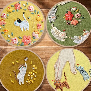 Embroidery cat diy set ชุดปักผ้ารูปแมว