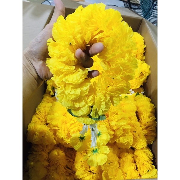 พวงมาลัยดาวเรือง กลาง (มาลัยทรงกลมดาวเรืองสีเหลือง )ร้อยแน่น งานสวยมากๆๆ ทรงกลม 29 ซม. มาลัยไหว้พระ มาลัยไหว้พระพิฆเนศ