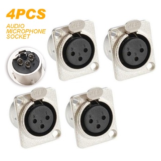 ซ็อกเก็ตเชื่อมต่อแชสซี XLR ตัวเมีย 3 Pin ประเภท D 4 ชิ้น