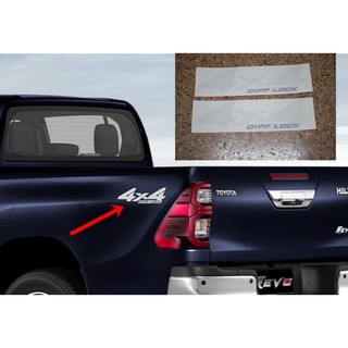 1คู่สีเงินสติ๊กเกอร์ 4X4 DIFF LOCK สำหรับ Toyota Hilux Revo Prerunner