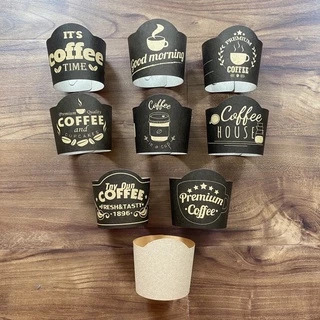 ปลอกสวมแก้วกาแฟ พิมพ์ลายดำ(200ใบ/แพค)
