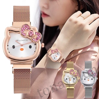 Tona Hello Kitty นาฬิกาข้อมือควอทซ์ อะนาล็อก สายสแตนเลส สําหรับผู้หญิง