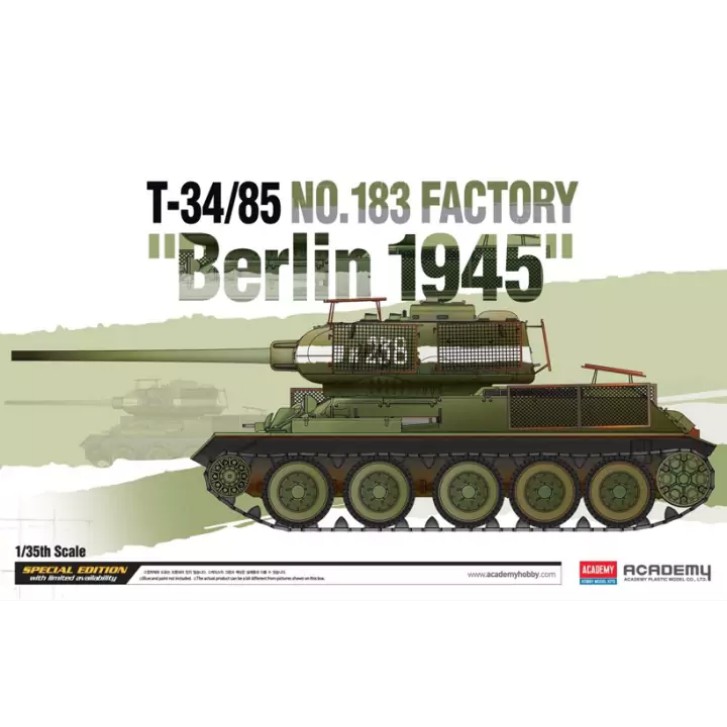 โมเดลรถถัง Academy ขนาด 1/35 AC13295 T-34/85 No.183 Factory "Berlin 1945"