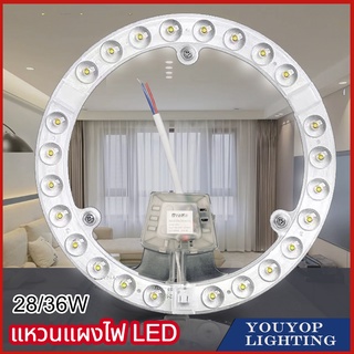 แผงไฟ LED แผ่นชิป 28W 36W แผงไฟแม่เหล็ก แผ่นชิปเพดาน ไฟเพดาน วงจรแอลอีดีกลม แสงสีขาว  รุ่นถนอมสายตาทรงกลมช่วยกระจายแสงดี