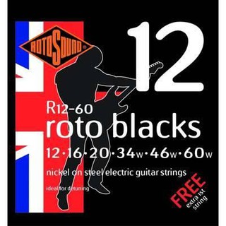 Rotosound สายกีต้าร์ไฟฟ้า ขนาด 0.12 - 0.60 รุ่น Roto blacks (Made in England)