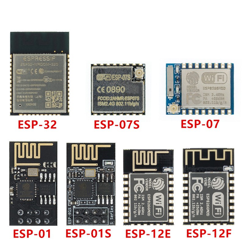 ESP8266 ESP-01 ESP-01S ESP-07 ESP-07S ESP-12 ESP-12E ESP-12F ESP-32 ESP32-WROOM-32D serial WIFI wire