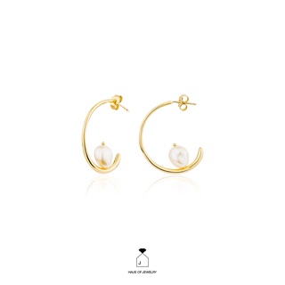 Haus of Jewelry - MOANA LANA MINI HOOP EARRINGS ต่างหูเงินแท้ ประดับมุกน้ำจืด (Freshwater pearl)