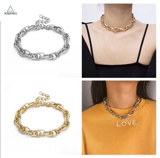 xijing-cod Women fashion Punk Retro Wild Short  Simple Twist Thick Chain Personality Necklace Jewelry