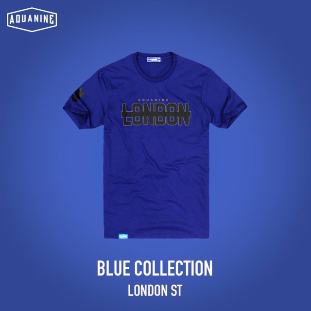 AQUANINE เสื้อยืดผู้ชาย เสื้อยืดผู้หญิง รุ่น LONDON ST(สีน้ำเงิน) มินิมอล สตรีท ลิขสิทธิ์แท้