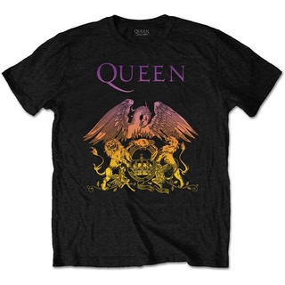 [S-5XL] เสื้อยืดผ้าฝ้าย พิมพ์ลายโลโก้ Queen Crest Freddie Mercury Brian May สําหรับผู้ชาย OGkgie35GMncoe27