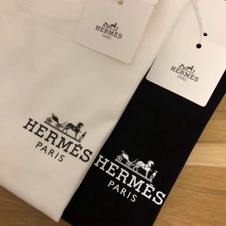 2020 ใหม่ Hermes1 เสื้อยืดคอกลม แขนสั้น ผ้าฝ้าย พิมพ์ลาย ทรงหลวม สไตล์เกาหลี สําหรับผู้ชาย และผู้หญิง