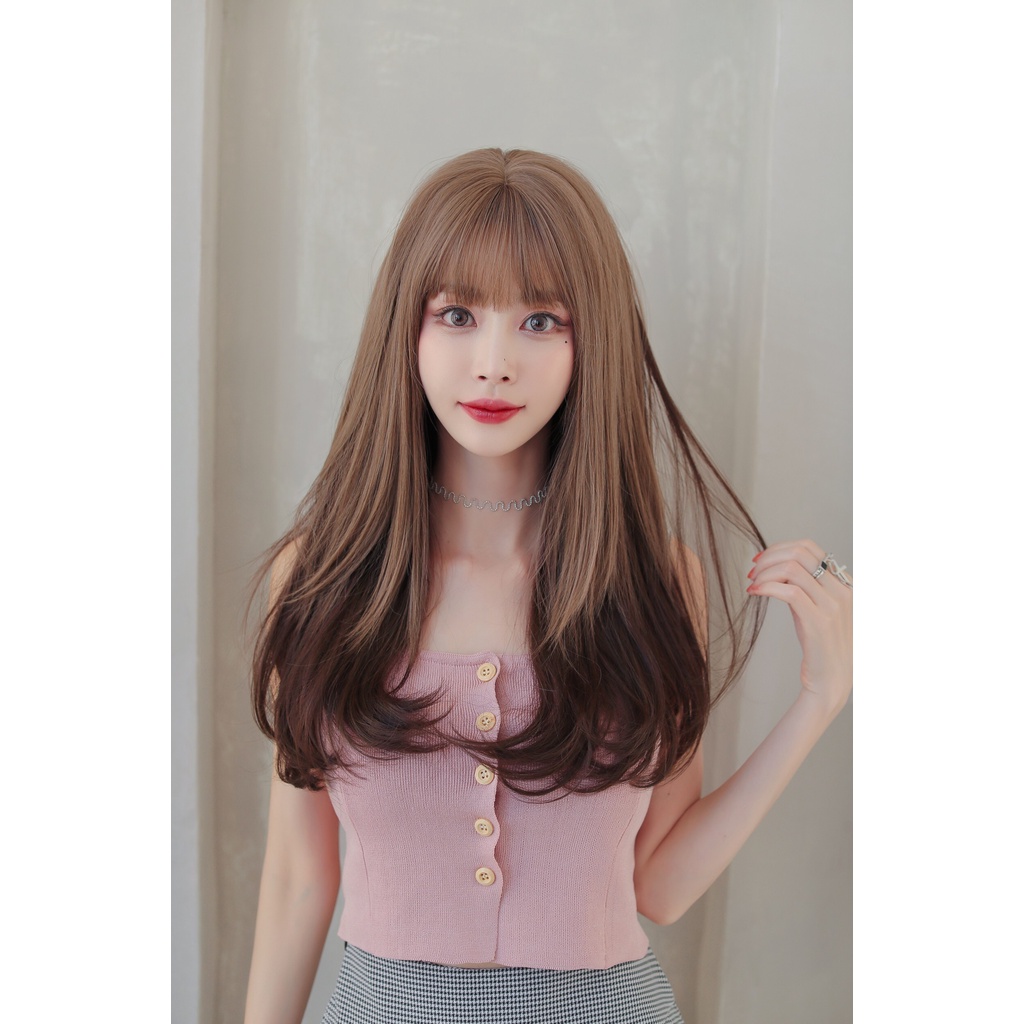 วิกผม วิกผมหน้าม้าทูโทน2สีตรงยาวตรงยาวสไลด์ดูเป็นธรรมชาติสินค้าสวยตามภากไหมด้านอย่างดี แถมเน็กคลุมค่ะ สินค้าส่งในไทย