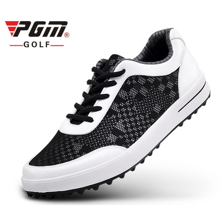 รองเท้ากอล์ฟสำหรับสุภาพบุรุษ PGM Men Golf Shoes สีขาวแถบดำ (XZ079)
