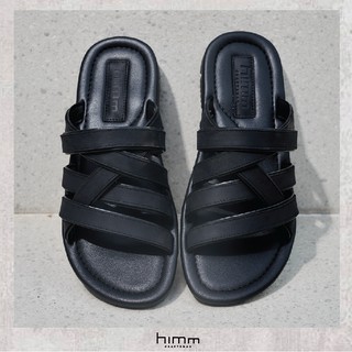 himm รองเท้าแตะผู้ชาย รุ่น ASHLEY สี Classic Black หนังแท้100%