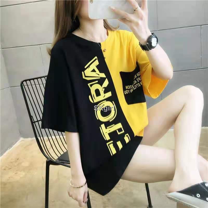 พร้อมส่งhaohan shop เสื้อยืดแฟชั่นผู้หญิงลายทางแขนสั้นคอกลม เนื้อผ้าดีใส่สบาย! New Fashion women's #