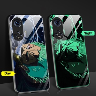 เคสโทรศัพท์มือถือแบบแก้วแข็ง กันกระแทก ลายอนิเมะวันพีช ซอร์โร่ เรืองแสงกลางคืน ซาสึเกะ สําหรับ Huawei Nova 9 Honor 50 50 Pro 50 SE Enjoy 20 9A Honor Play 5T Honor 60