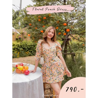 #JBS099 Floral Peach Dress