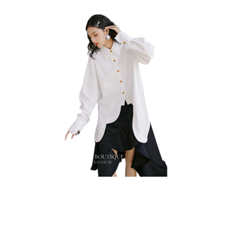 <พร้อมส่ง> [สินค้าลิขสิทธิ์แท้] Iris Boutique IS040 White wave shirt เสื้อเชิ้ต เสื้อผ้าแฟชั่น ผู้หญิง