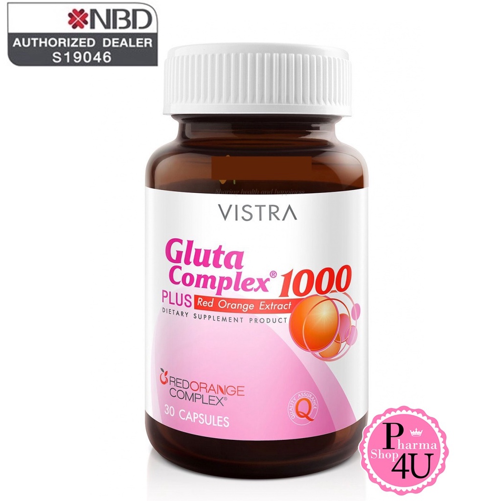 Beauty Supplements 503 บาท VISTRA Gluta Complex 1000 Plus Red Orange Extract 30 แคปซูล วิสทร้า กลูต้า คอมเพล็กซ์ 1000 ผิวใส ไม่กลัวแดด Health