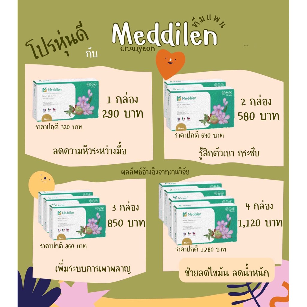 Meddilenตัวช่วยหุ่นดีไม่ต้องอด สูตรคุณหมอใบเตย Block Burn Balance ทาน 1-2 เม็ด ก่อนมื้ออาหาร 20 นาที มีของแถมทุกออเดอร์