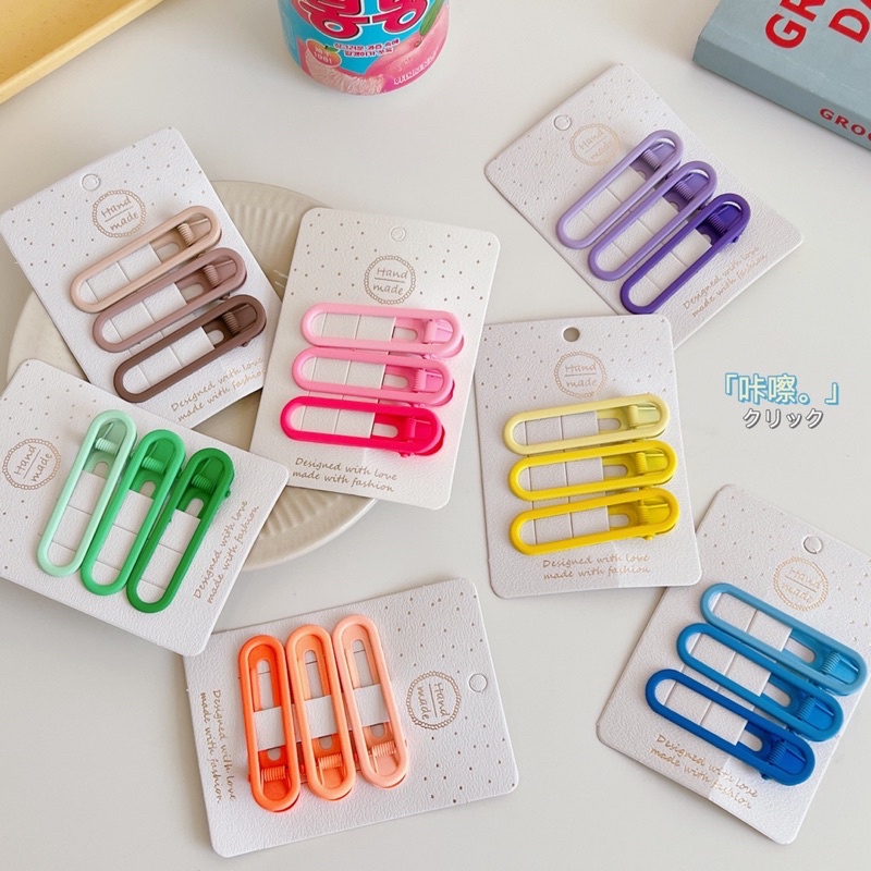 Cute 104 กิ๊บติดผม กิ๊บหนีบผมสไตล์เกาหลี วงรี 3 ชิ้น / ชุด