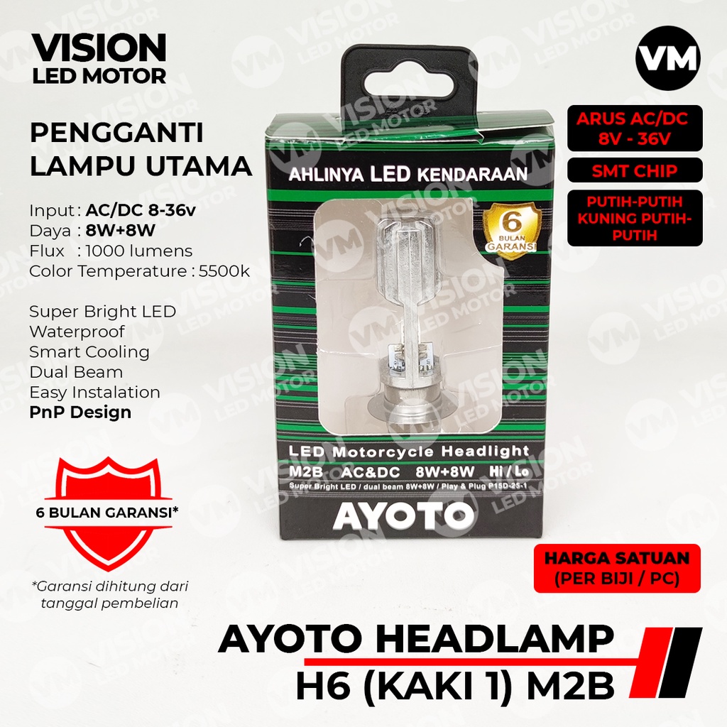 [AYOTO] H6/FOOT 1 LED M2B AC/DC HEADLIGHT สําหรับ AUTOMATIC/MOTORCYCLE