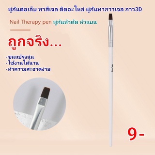 พู่กันทาสีเจล ต่อเล็บเจล พู่กันติดอะไหล่ ติดกาว3D หัวแบน ปลายตัด ขนสีน้ำตาล ด้ามขาว (เบอร์ 6)