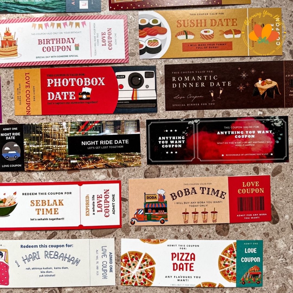 (ตอนที่ 1) LOVE COUPON LOVE TICKET COUPON CUSTOM TICKET UNIQUE GIFT VOUCHER/GIFT VOUCHER/LOVE COUPON