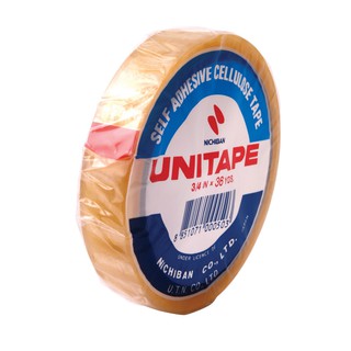 เทปใส แกน 3 นิ้ว 3/4 นิ้วx36 หลา ยูนิเทป Transparent tape, 3  core 3/4  x36 yd, uni tape