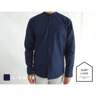 คอจีน/แขนยาว (สีเข้ม) M/L/XL ผ้า OXFORD - SHIRT LAND เสื้อเชิ้ตผู้ชาย long Sleeve Chinese Mandarin Collar Shirt