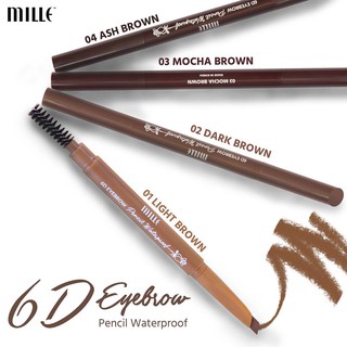 Mille ดินสอเขียนคิ้วปลายตัด 6D Eyebrow Pencil Waterproof 2 g .