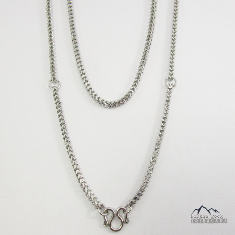 N07 ลายถักเหลี่ยม ขนาด 2.6 มม. ห้อยพระ 1 องค์ และ 3 องค์ สร้อยคอ ห้อยพระ สร้อยสแตนเลส สร้อยพระ stainless necklace