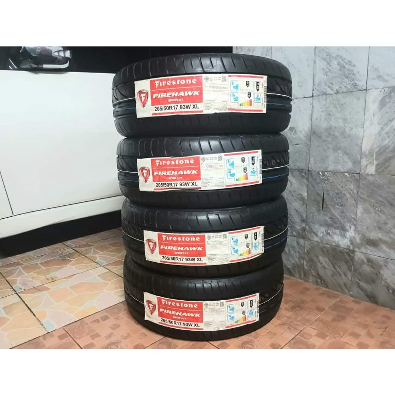 ยางใหม่ค้างปี 205/50R17 Firestone Firehawk Sport01 ผลิตปี 2021 พร้อมจุ๊บลมแปซิฟิก 4 ตัว จัดส่งฟรีมีเ