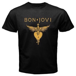 [100% Cotton] เสื้อยืดลําลอง แขนสั้น พิมพ์ลาย Bon Jovi Metal สีดํา เข้ากับทุกการแต่งกาย สําหรับผู้ชาย 502778