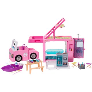 ​Barbie 3-in-1 DreamCamper Vehicle ชุดของเล่นรถ ตุ๊กตาบาร์บี้ สระน้ำ รถ และเรือ รุ่น GHL93