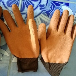 ถุงมือเคลือบยางเกรดดีสีน้ำตาล#777