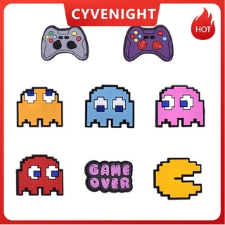 จี้หัวเข็มขัด PVC ลายการ์ตูนกราฟฟิตี้ Pac-Man สไตล์คลาสสิก สําหรับตกแต่งรองเท้า