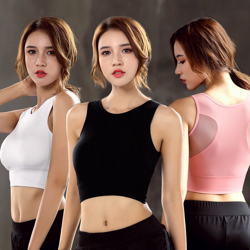 ผู้หญิง Shake Proof Quick Dry Wire ฟรี Push Up Gym Bra Tops
