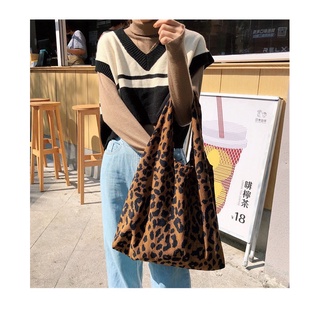 📦พร้อมส่ง กระเป๋าผ้าสะพาย  กระเป๋าผ้าลายเสือ 🐆กระเป๋าผ้าแคนวาส สไตล์เกาหลี