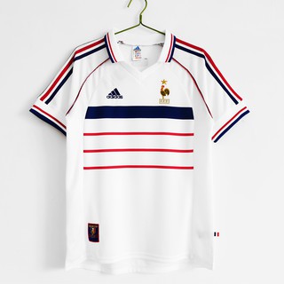 เสื้อกีฬาแขนสั้น ลายทีมชาติฟุตบอล France Away 1998 ชุดเยือน สไตล์เรโทร